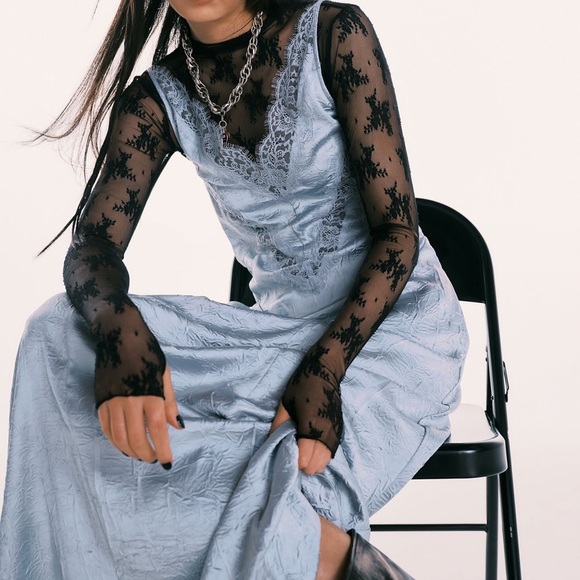 Free People Maybe Forever Grey/Blue Maxi Dress - Picture 4 of 6